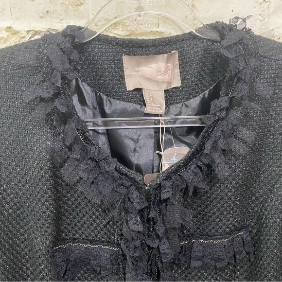 NWT Love 21 Forever 21 Black Tweed Lace Chain Blazer Jacket - Picture 4 of 7